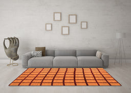 Machine Washable Checkered Orange Modern Area Rugs in a Living Room, wshabs5052org