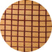 Round Abstract Dark Orange Checkered Rug, abs5052