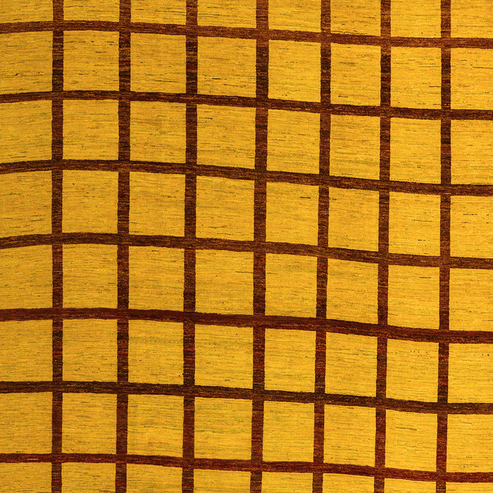 Machine Washable Checkered Yellow Modern Rug, wshabs5052yw