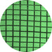 Round Machine Washable Checkered Emerald Green Modern Area Rugs, wshabs5052emgrn