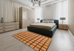 Abstract Dark Orange Checkered Rug in a Bedroom, abs5052