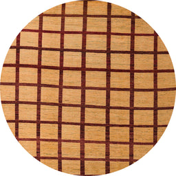 Round Machine Washable Abstract Dark Orange Rug, wshabs5052