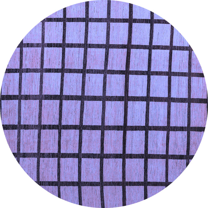 Round Machine Washable Checkered Blue Modern Rug, wshabs5052blu