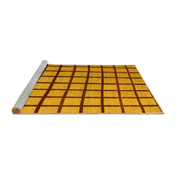 Sideview of Machine Washable Checkered Yellow Modern Rug, wshabs5052yw