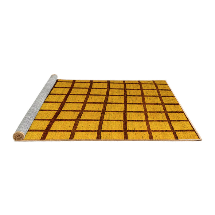 Sideview of Machine Washable Checkered Yellow Modern Rug, wshabs5052yw