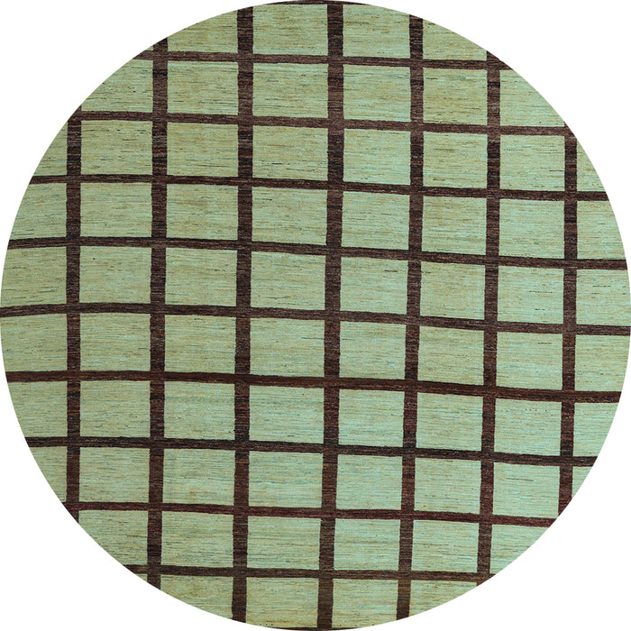 Round Checkered Light Blue Modern Rug, abs5052lblu