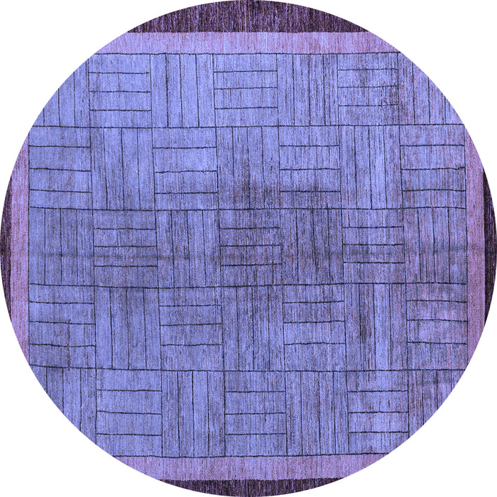 Round Abstract Blue Modern Rug, abs5053blu
