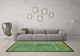 Machine Washable Abstract Turquoise Modern Area Rugs in a Living Room,, wshabs5053turq