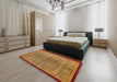 Abstract Orange Modern Rug in a Bedroom, abs5053