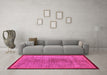 Machine Washable Abstract Pink Modern Rug in a Living Room, wshabs5053pnk