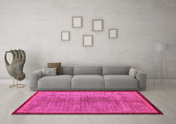 Machine Washable Abstract Pink Modern Rug in a Living Room, wshabs5053pnk