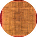 Round Machine Washable Abstract Orange Modern Area Rugs, wshabs5053org