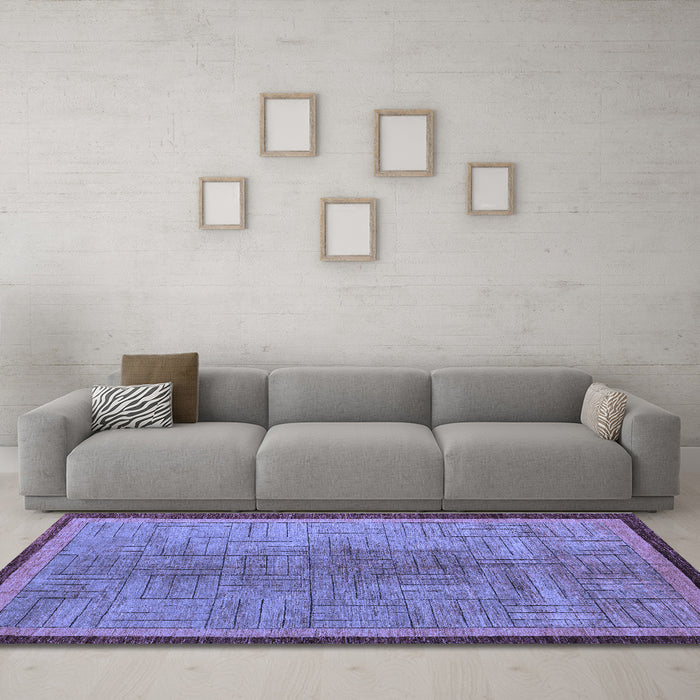 Machine Washable Abstract Blue Modern Rug in a Living Room, wshabs5053blu