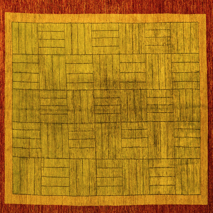 Square Abstract Yellow Modern Rug, abs5053yw