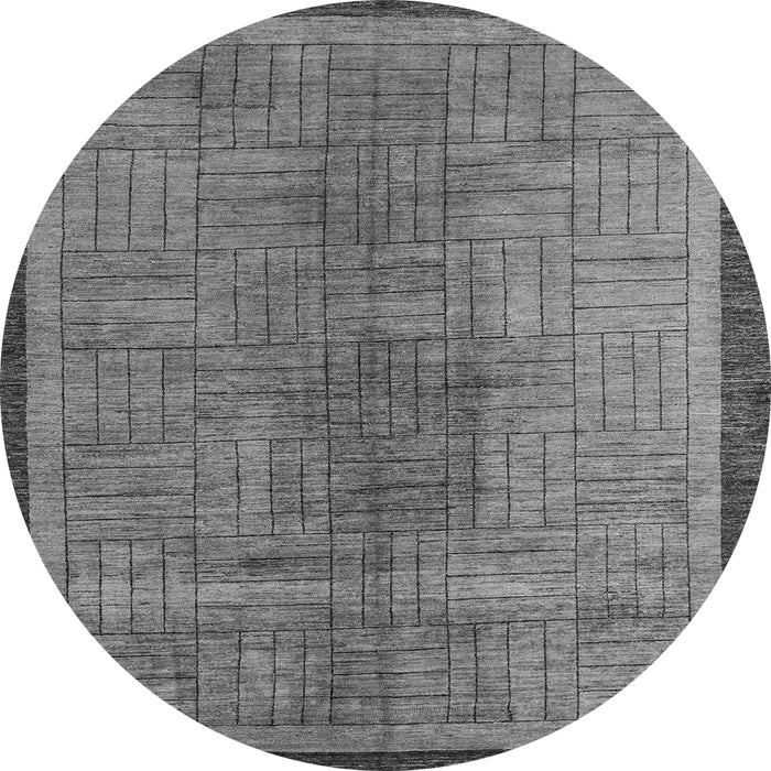 Round Machine Washable Abstract Gray Modern Rug, wshabs5053gry