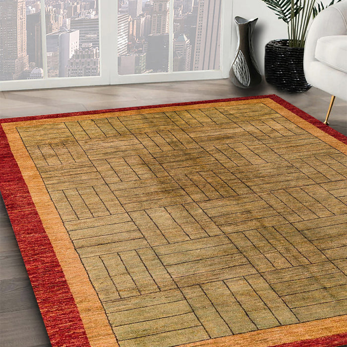 Machine Washable Abstract Orange Rug in a Family Room, wshabs5053