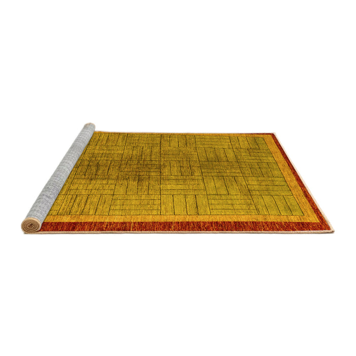 Sideview of Machine Washable Abstract Yellow Modern Rug, wshabs5053yw