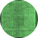 Round Abstract Emerald Green Modern Rug, abs5053emgrn