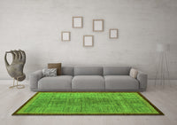 Machine Washable Abstract Green Modern Rug, wshabs5053grn