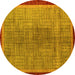 Round Machine Washable Abstract Yellow Modern Rug, wshabs5053yw