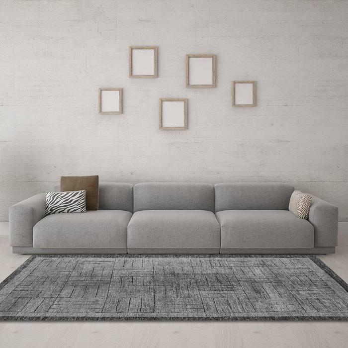 Machine Washable Abstract Gray Modern Rug in a Living Room,, wshabs5053gry
