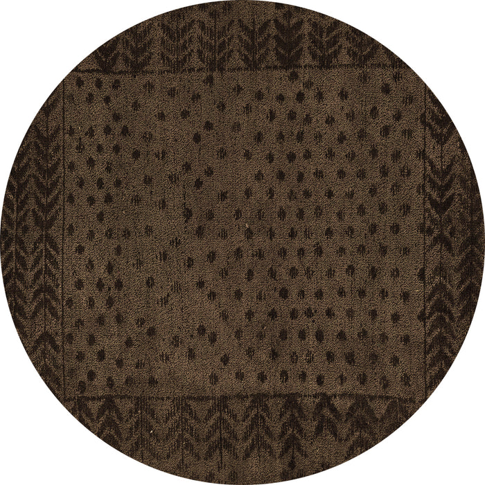 Round Machine Washable Abstract Brown Modern Rug, wshabs5054brn