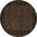 Round Machine Washable Abstract Brown Modern Rug, wshabs5054brn