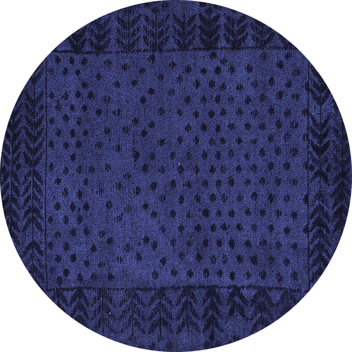 Round Machine Washable Abstract Blue Modern Rug, wshabs5054blu