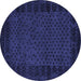 Round Machine Washable Abstract Blue Modern Rug, wshabs5054blu