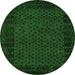 Round Abstract Green Modern Rug, abs5054grn