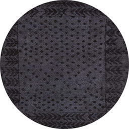 Round Machine Washable Abstract Gray Rug, wshabs5054