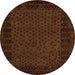 Round Machine Washable Abstract Orange Modern Area Rugs, wshabs5054org