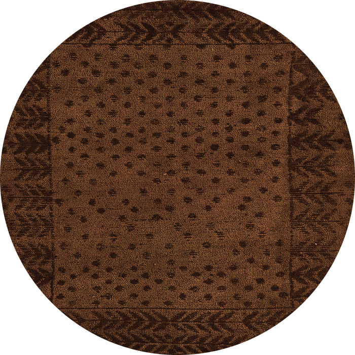 Round Abstract Orange Modern Rug, abs5054org