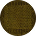 Round Abstract Yellow Modern Rug, abs5054yw