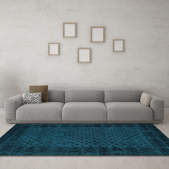 Machine Washable Abstract Light Blue Modern Rug in a Living Room, wshabs5054lblu