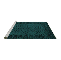 Sideview of Machine Washable Abstract Turquoise Modern Area Rugs, wshabs5054turq