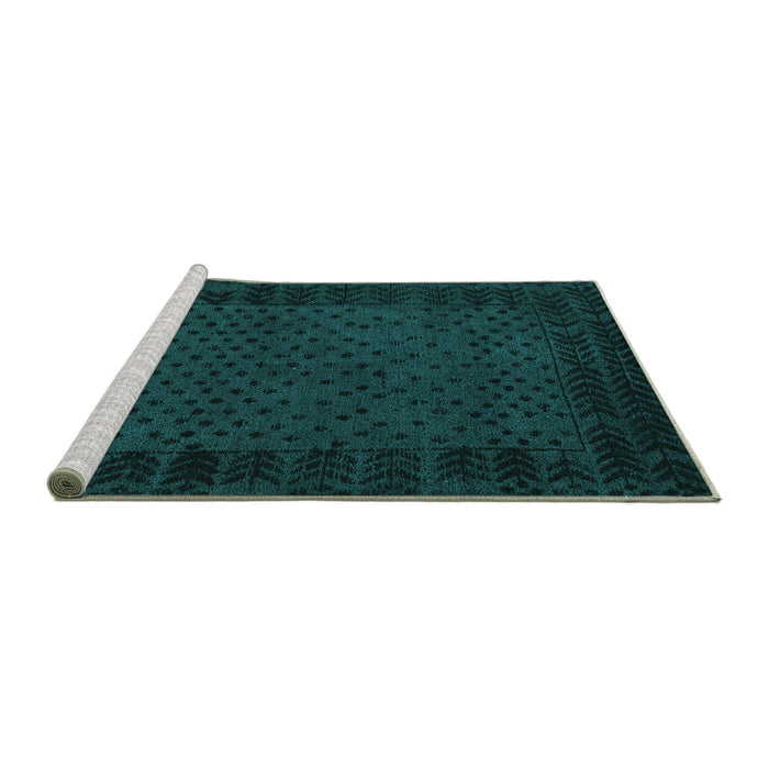 Sideview of Machine Washable Abstract Turquoise Modern Area Rugs, wshabs5054turq