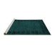 Sideview of Machine Washable Abstract Turquoise Modern Area Rugs, wshabs5054turq