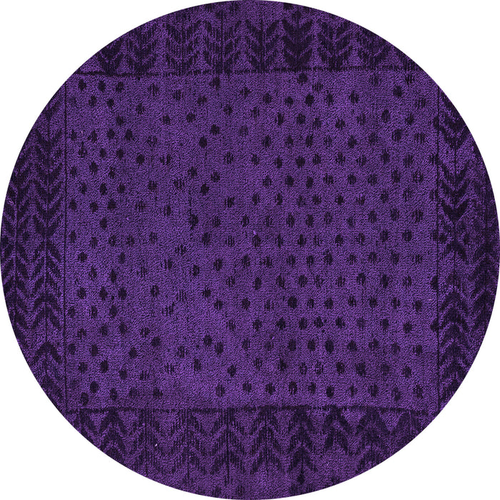 Round Machine Washable Abstract Purple Modern Area Rugs, wshabs5054pur