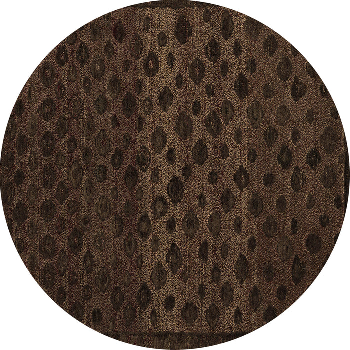 Round Abstract Brown Modern Rug, abs5055brn