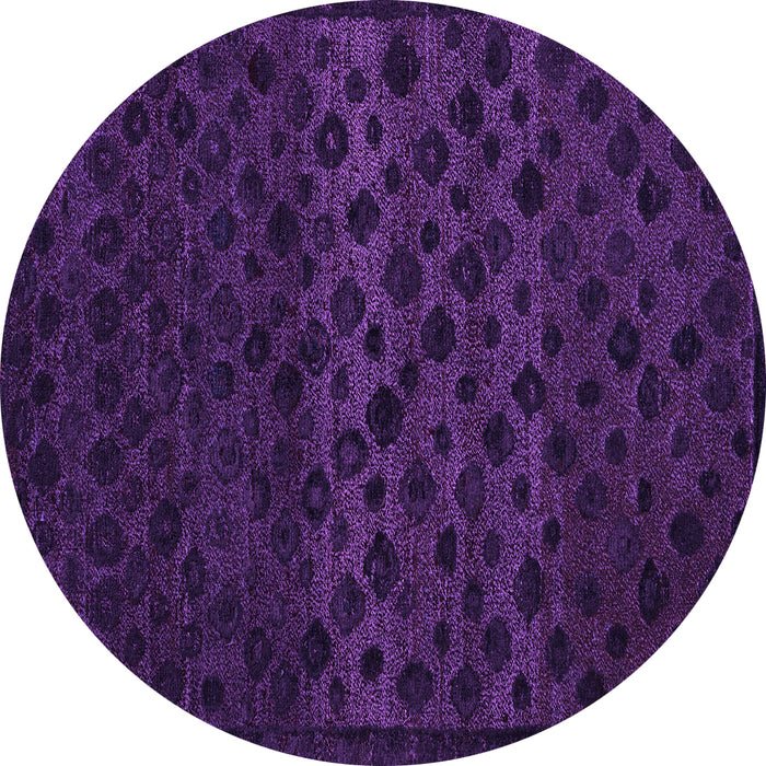 Round Machine Washable Abstract Purple Modern Area Rugs, wshabs5055pur