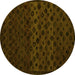 Round Abstract Yellow Modern Rug, abs5055yw