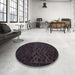 Round Abstract Purple Modern Rug in a Office, abs5055