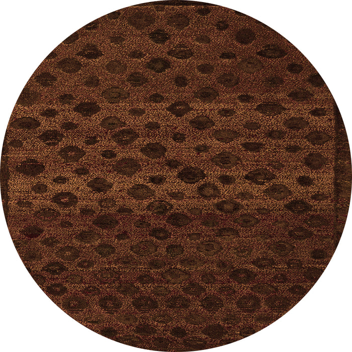 Round Machine Washable Abstract Orange Modern Area Rugs, wshabs5055org
