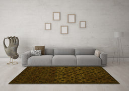 Machine Washable Abstract Yellow Modern Rug in a Living Room, wshabs5055yw