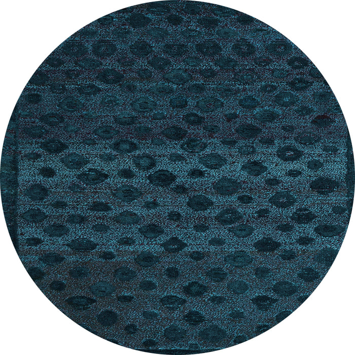 Round Abstract Light Blue Modern Rug, abs5055lblu