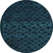 Round Abstract Light Blue Modern Rug, abs5055lblu