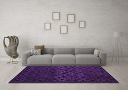 Machine Washable Abstract Purple Modern Area Rugs in a Living Room, wshabs5055pur