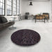 Round Machine Washable Abstract Purple Rug in a Office, wshabs5055