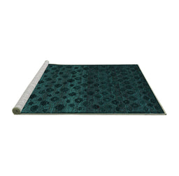 Sideview of Machine Washable Abstract Turquoise Modern Area Rugs, wshabs5055turq